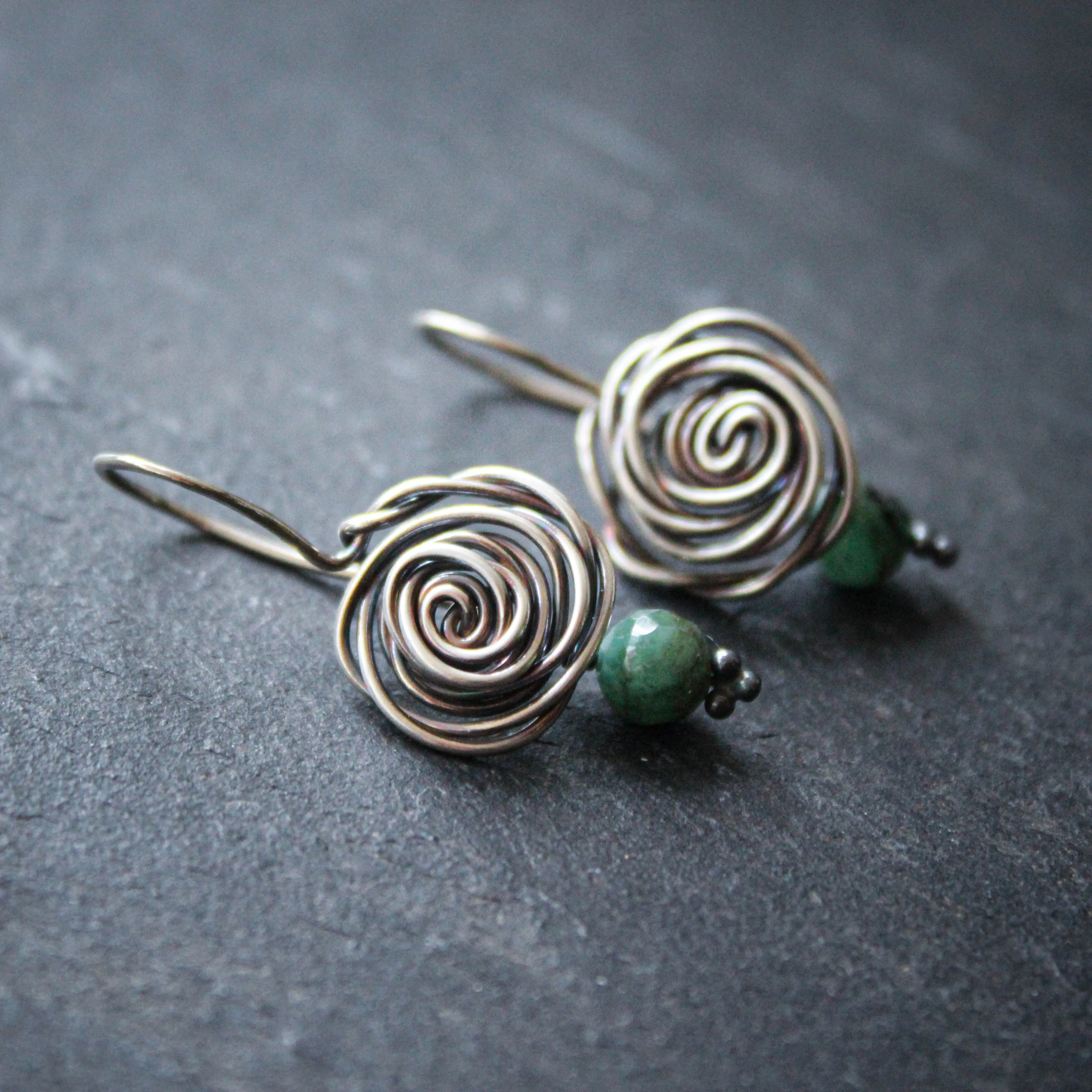 Sterling Silver Glasgow Rose Earrings with Faceted Emeralds