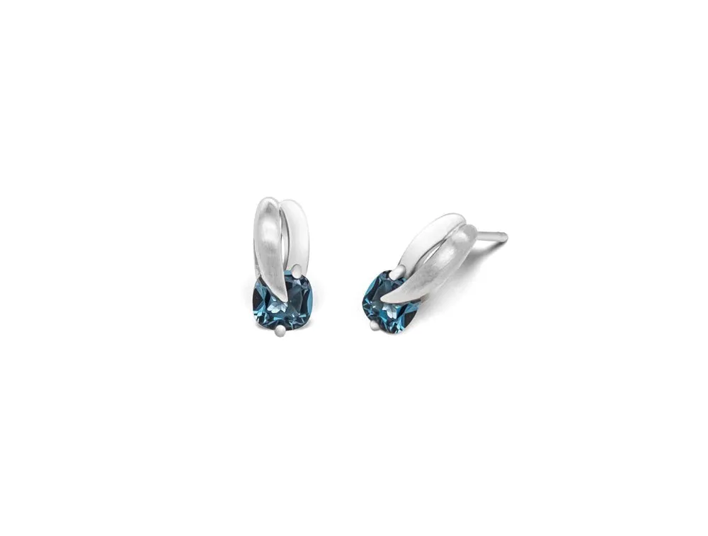 Sterling Silver London Blue Topaz Stud Earrings