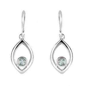 Sterling Silver Open Marquise Blue Topaz Drop Earrings 5706BT