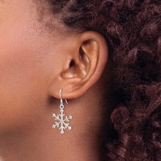 Sterling Silver  Snowflake Dangle Earrings