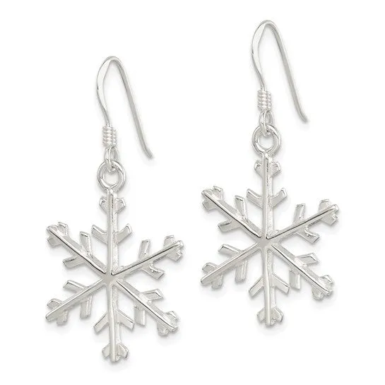 Sterling Silver  Snowflake Dangle Earrings