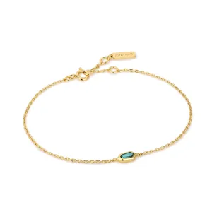 TEAL SPARKLE EMBLEM CHAIN BRACELET