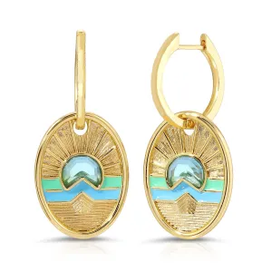 Tequila Sunrise Charm Hoop Earrings - Sky