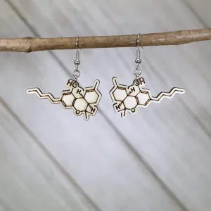 THC Chemical Compound Wooden Dangle Earrings by Cate's Concepts, LLC