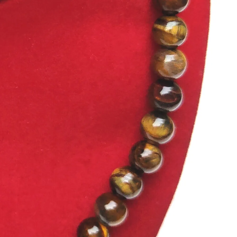 Tiger eye Crystal Round Beads Necklace 15 Inches 8mm Beads Semi precious Mala