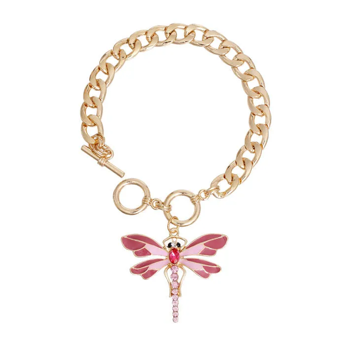 Toggle Pink Dragonfly Bracelet