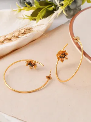 Tumbling Flower Hoop Earring