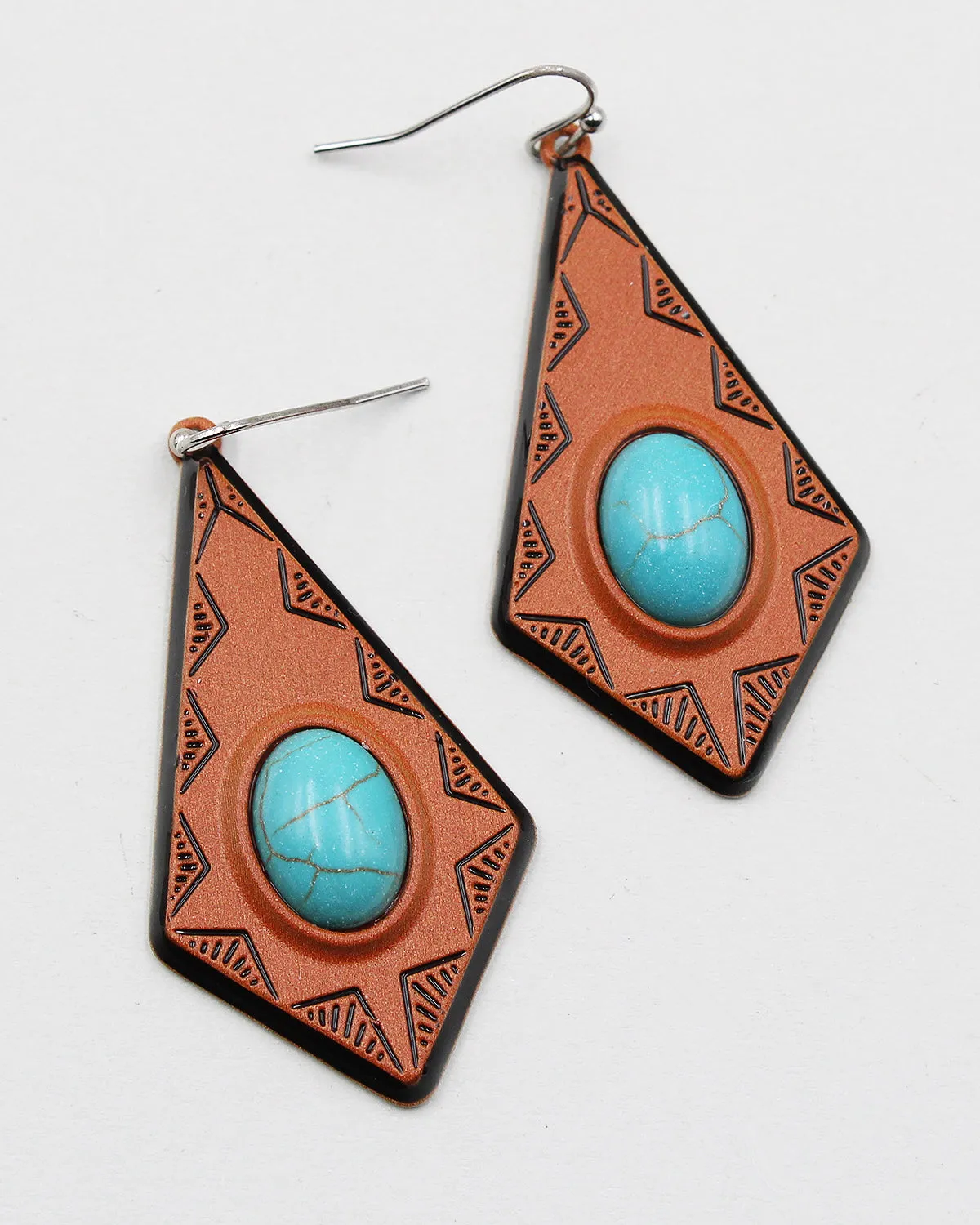 Turquoise Center Stone Western Dangle Earrings