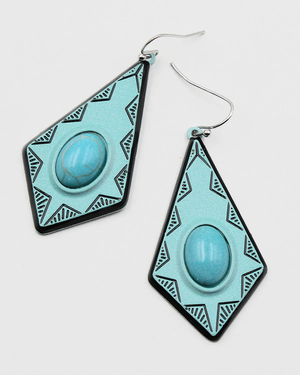 Turquoise Center Stone Western Dangle Earrings