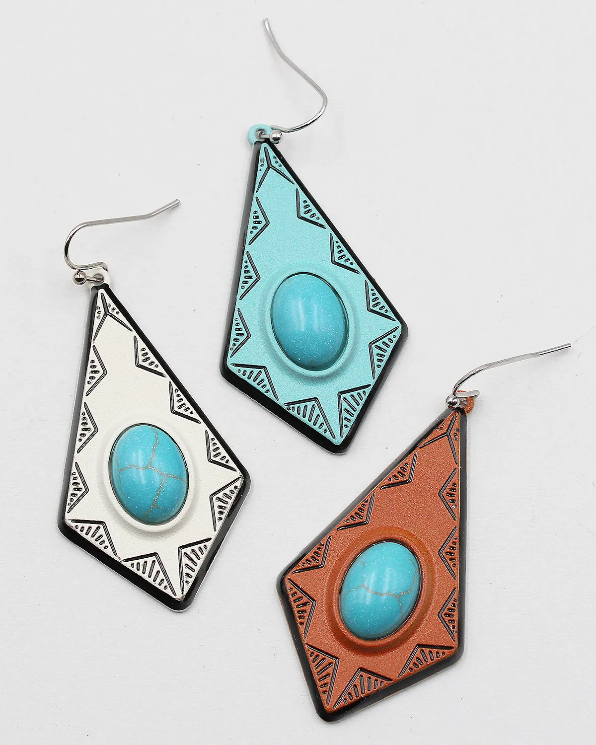 Turquoise Center Stone Western Dangle Earrings