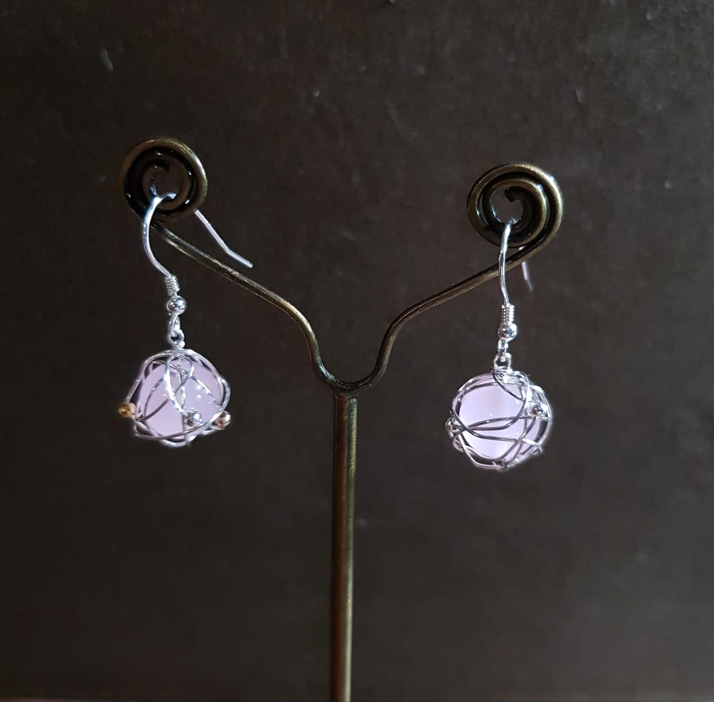 Universe Earrings- Rose quartz