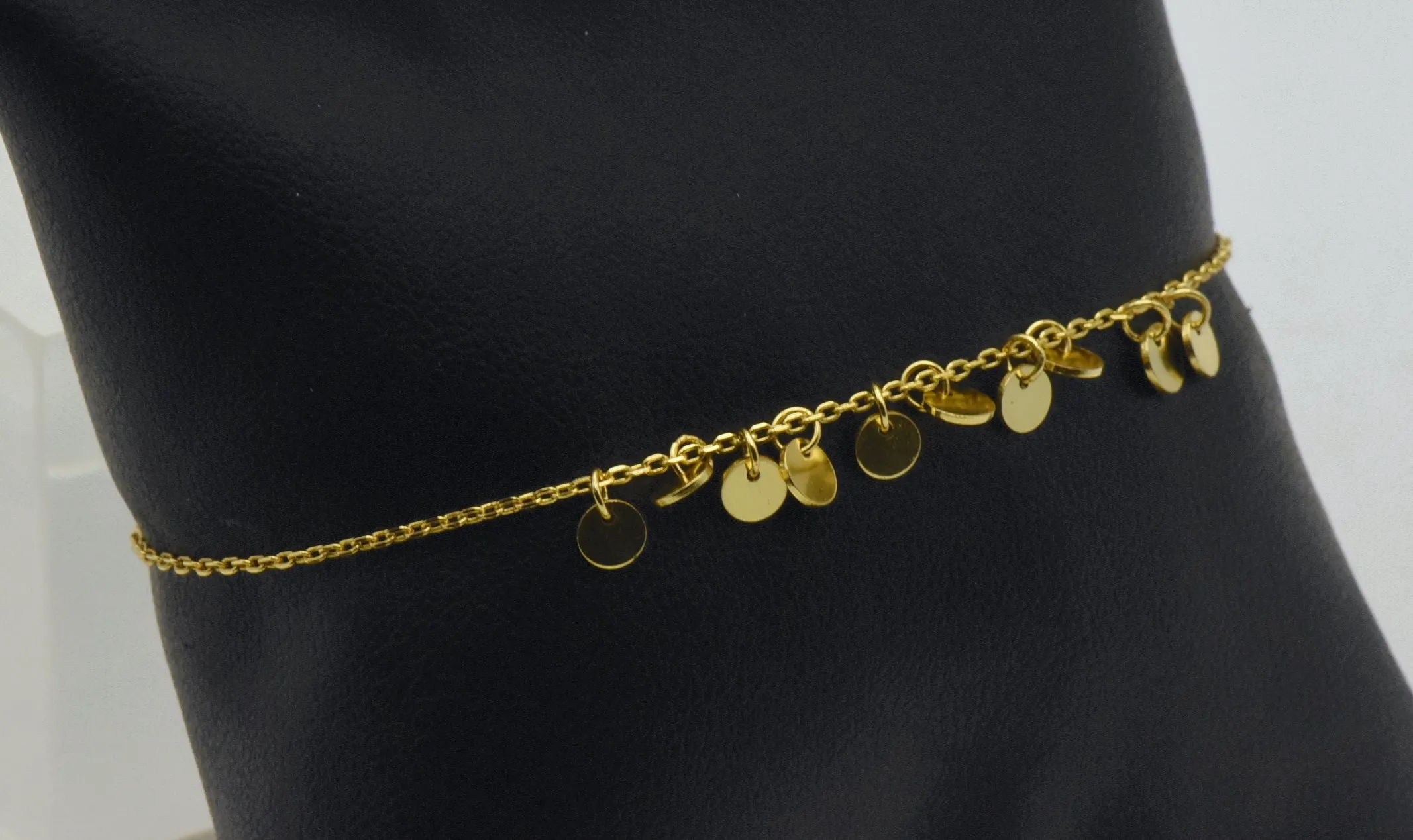 Vintage Gold Tone Sterling Silver Dangles Chain Bracelet Adjustable Size