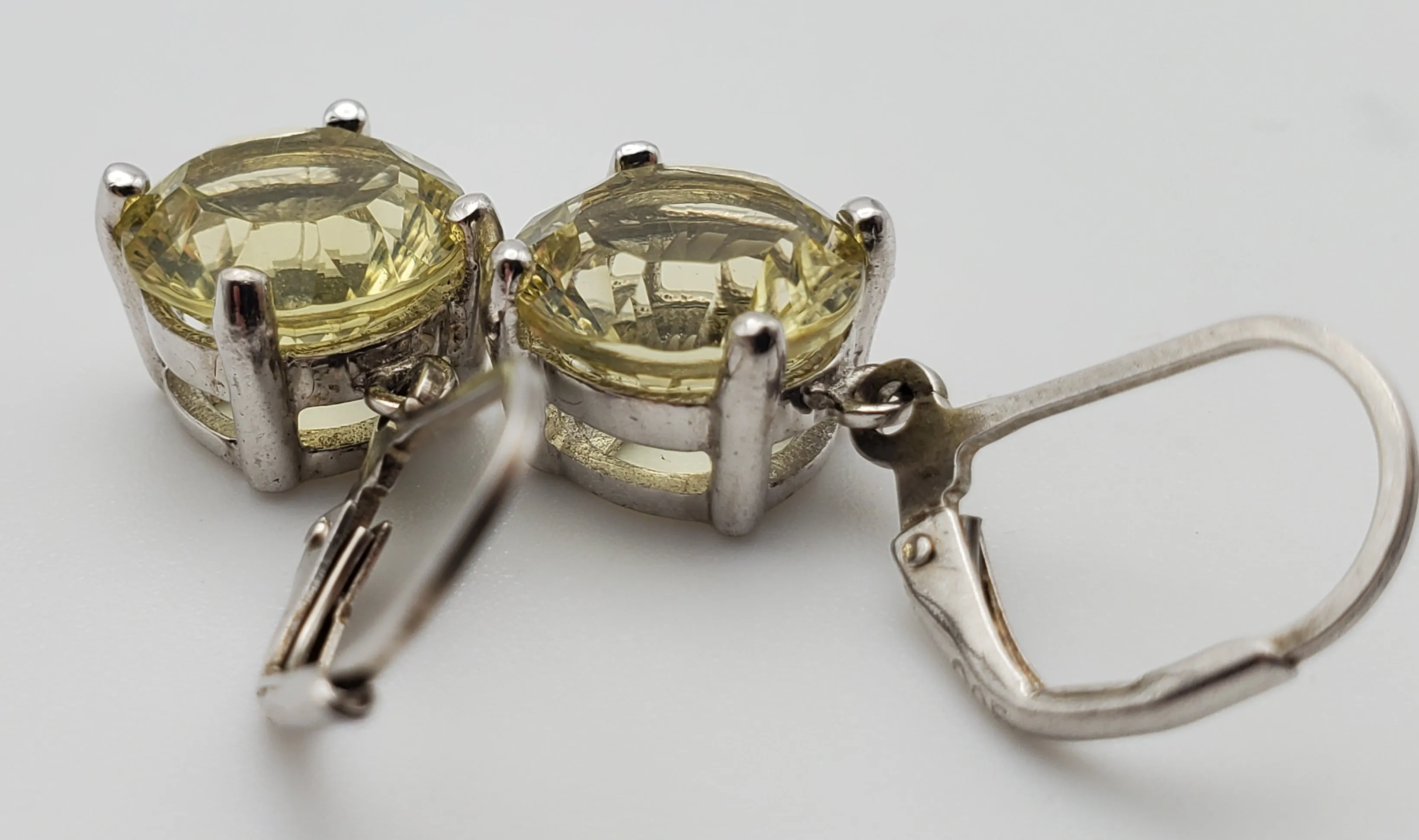 Vintage Sterling Silver Citrine Dangle Earrings