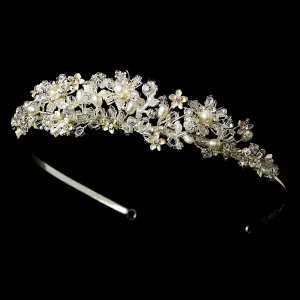 Whimsical Swarovski Crystal & Freshwater Pearl Bridal Tiara