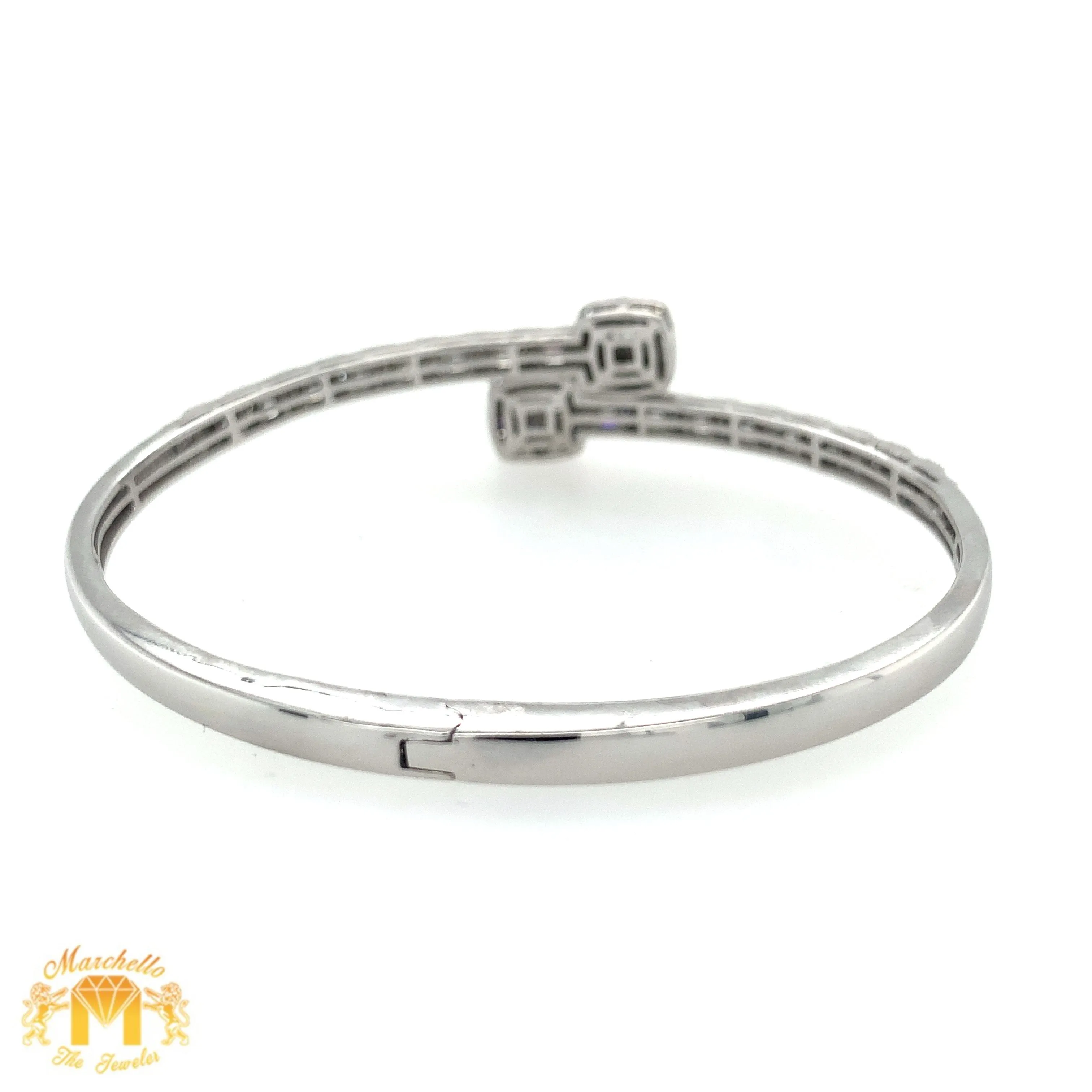 White Gold and Diamond Twin Squares Cuff Bracelet and Ring Set