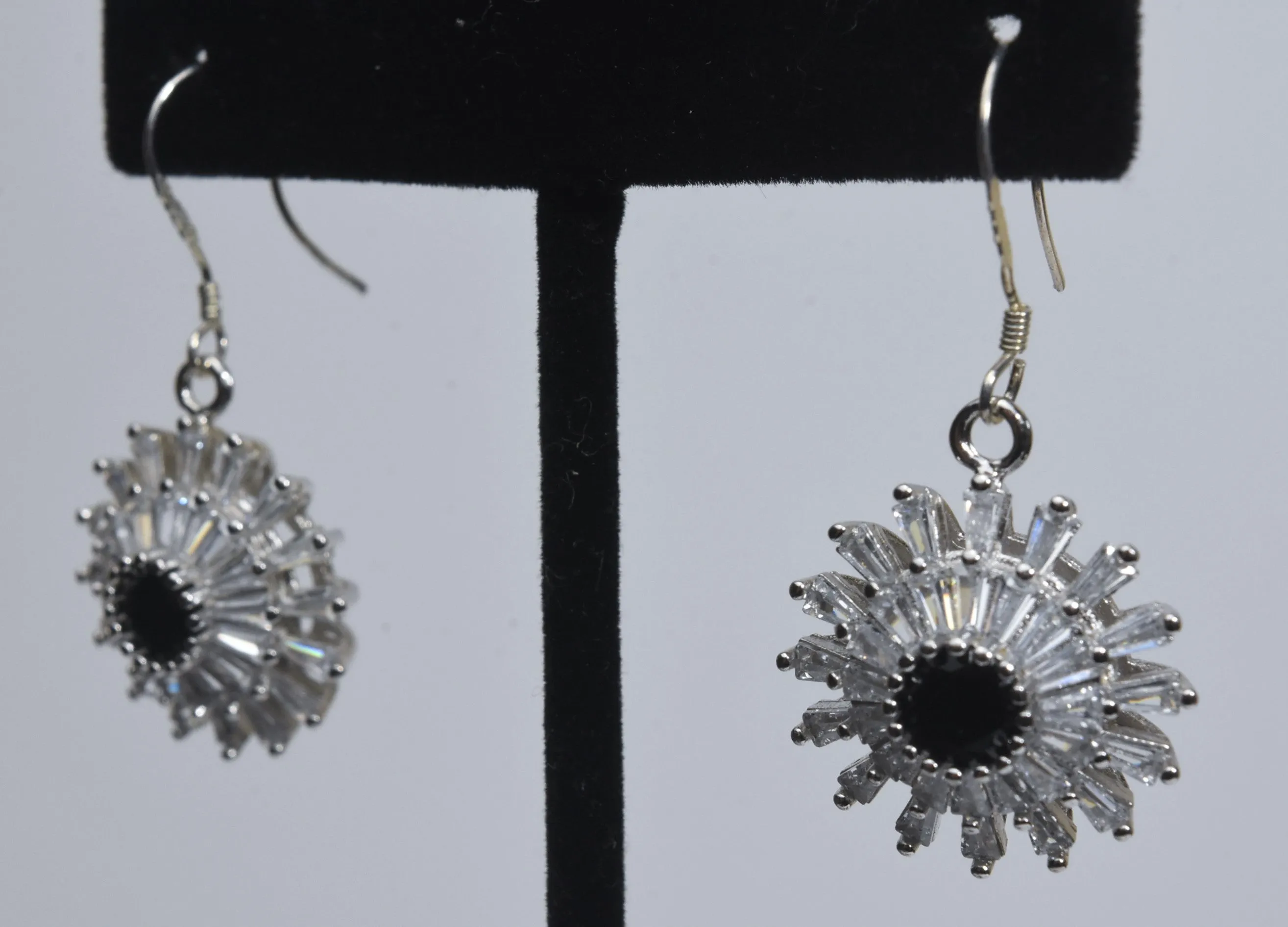 White Topaz Black Spinel Earrings