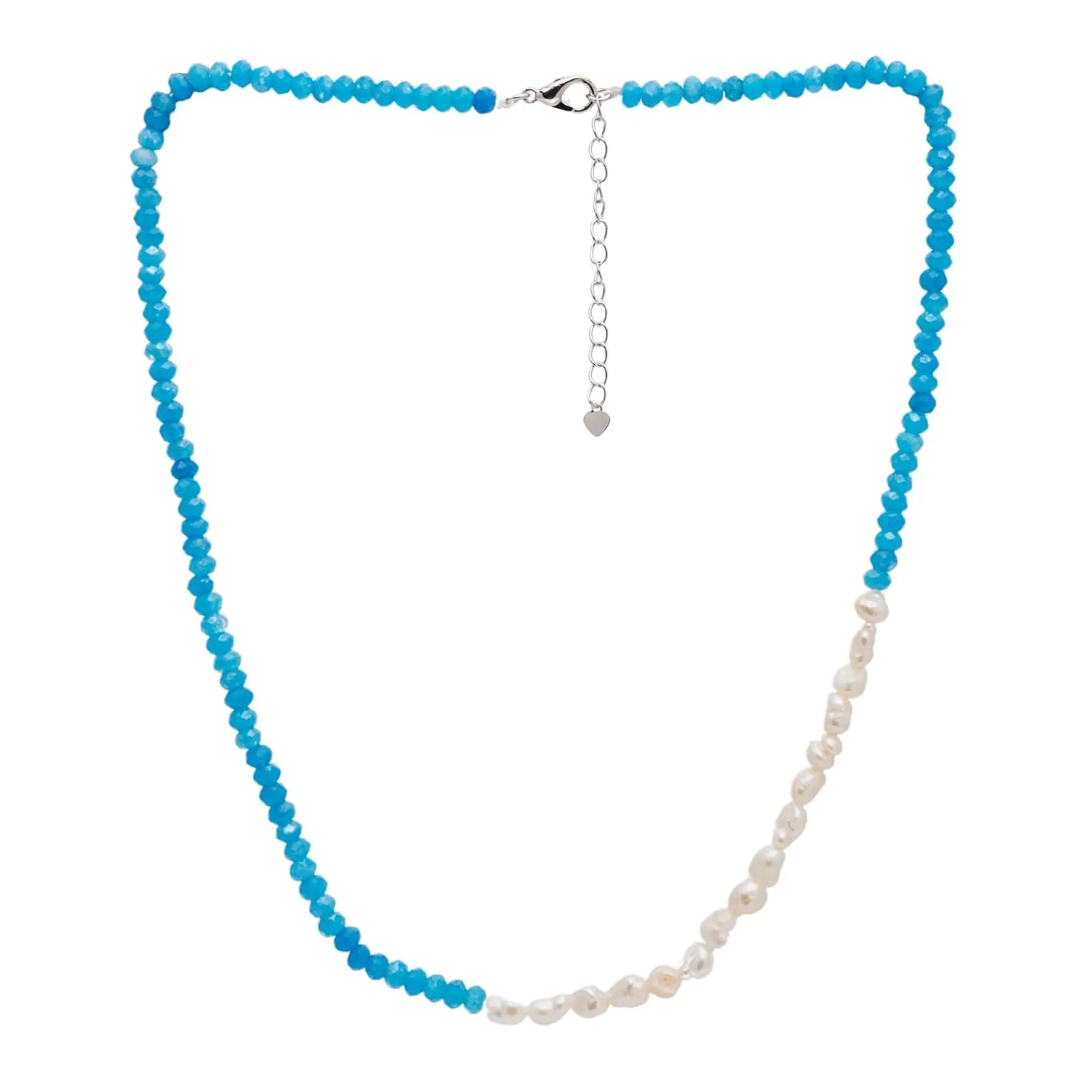 Women's Girl's Beaded Choker Necklace - Natural Gemstones and Freshwater Pearl Necklace