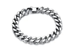 Yellow Chimes Bold Style Cuban Chain Stainless Steel by Yellow Chimes Silver Strand Bracelet for Men (Silver) (YCFJBR-122CHIN-SL)