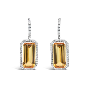 Yellow Topaz & Diamond Dangle Earrings