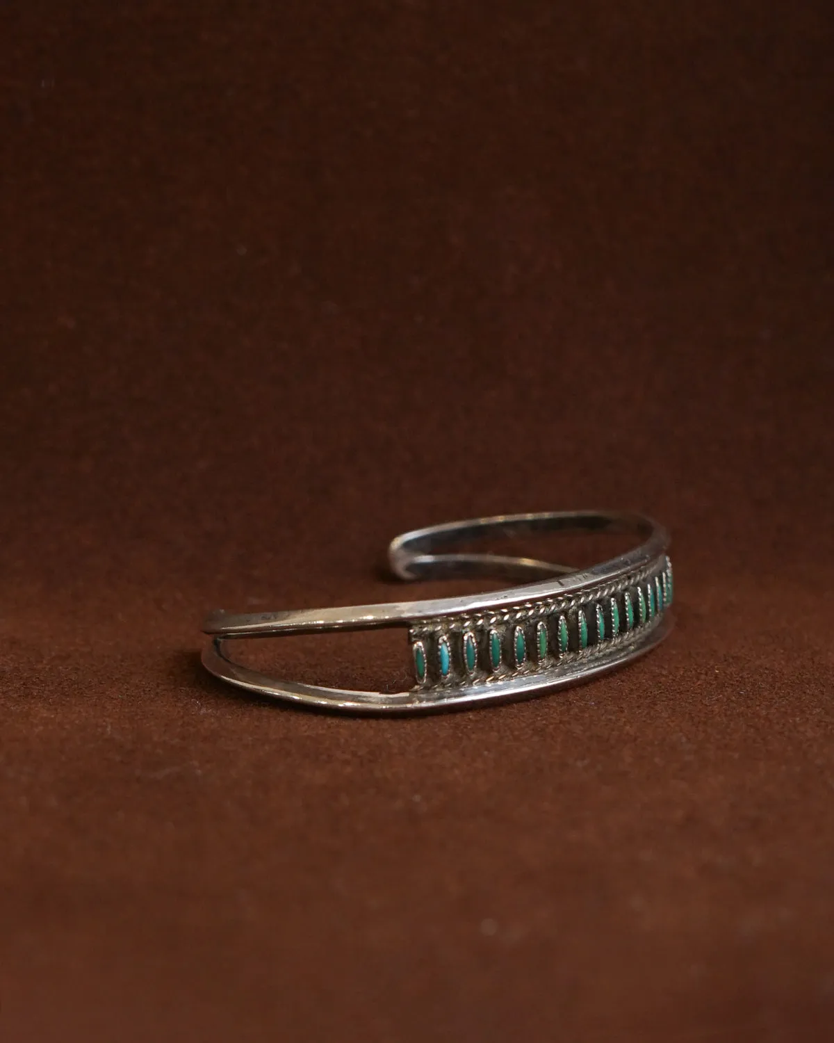 Zuni Silver Cuff Bracelet w/ Jade